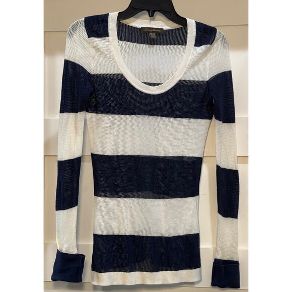 Tommy Bahama Long Sleeve Netting Knit Cover Up Stripe Blue Women's Teen Size XS - Picture 1 of 12